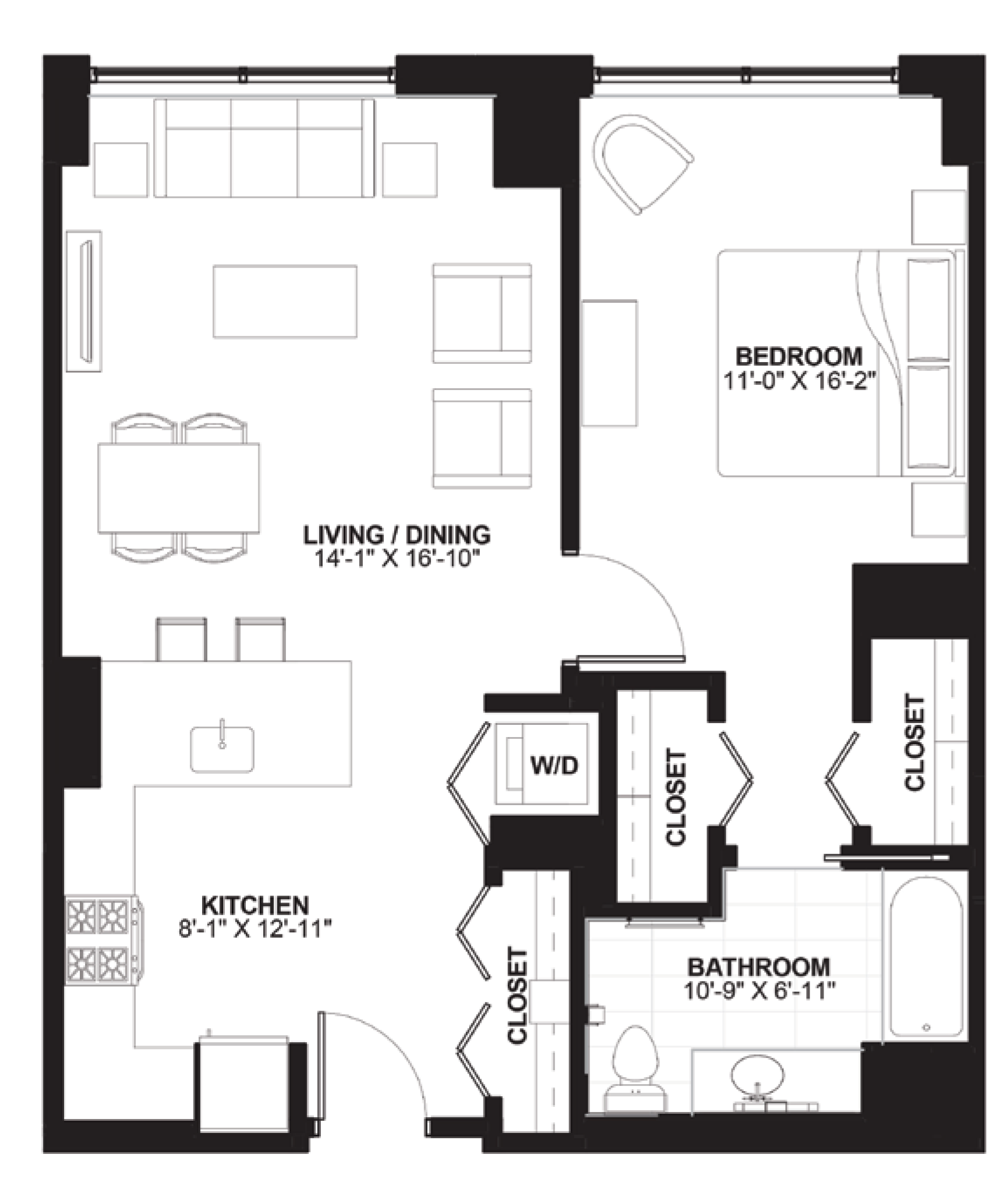 Unit 6 — 1 bedroom floor plan, 792 sq ft at Sienna Chicago