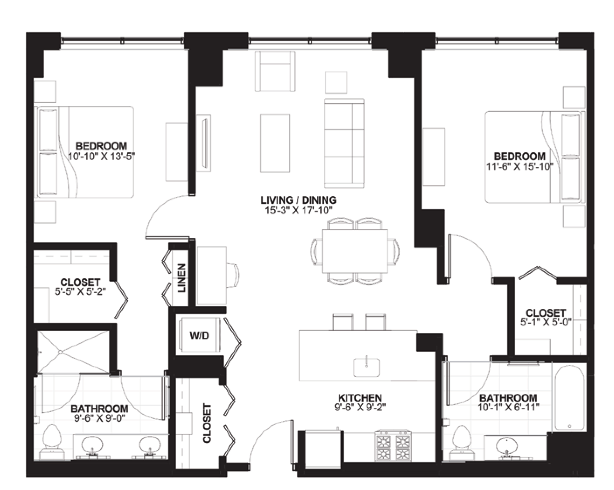 Unit 7 — 2 bedroom floor plan, 1,194 sq ft at Sienna Chicago