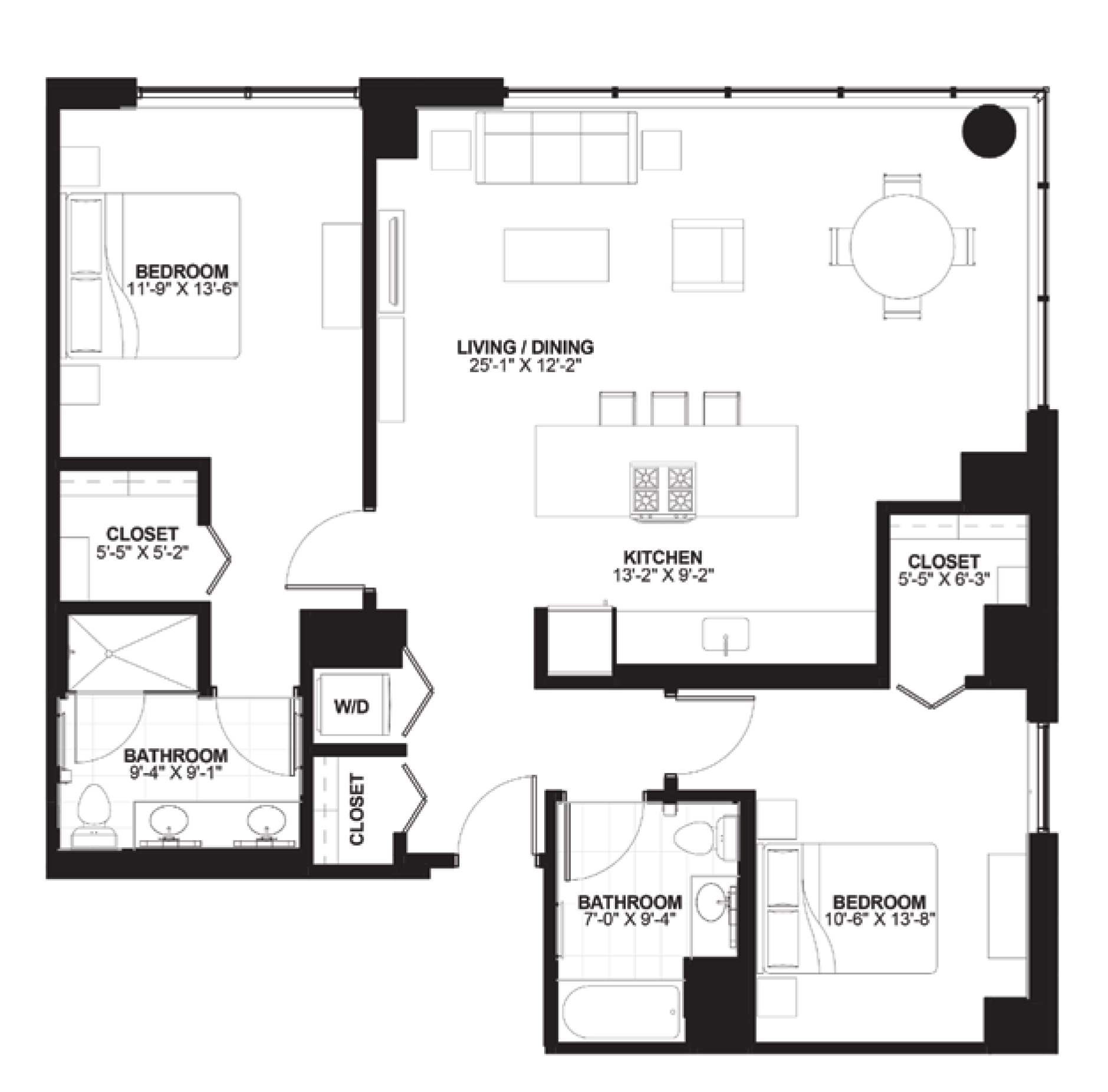 Unit 8 — 2 bedroom floor plan, 1,312 sq ft at Sienna Chicago